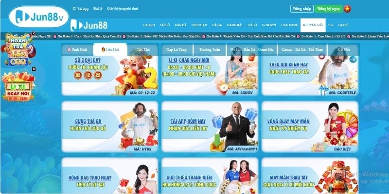 Kiếm tiền thưởng giá trị từ các ưu đãi tại JUN88